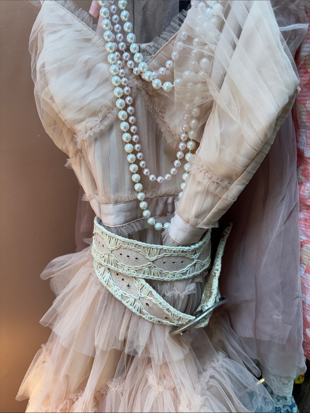 BCBGMaxAzria Blush Pink Tiered Tulle Maxi Dress - Picture 2 of 3